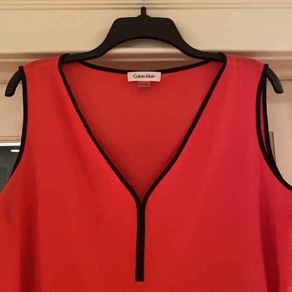 Calvin Klein Flowing Red Tank Top with Black Piping Size XL - Picture 3 of 7